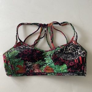 Lululemon Floral Print Strappy Free to be Sports Bra Size 10